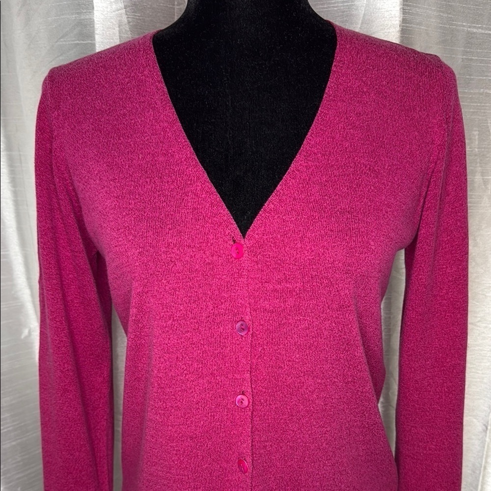 Eileen Fisher Petites Pink 3/4 Sleeve V Neck Button Up Cardigan Women’s PP